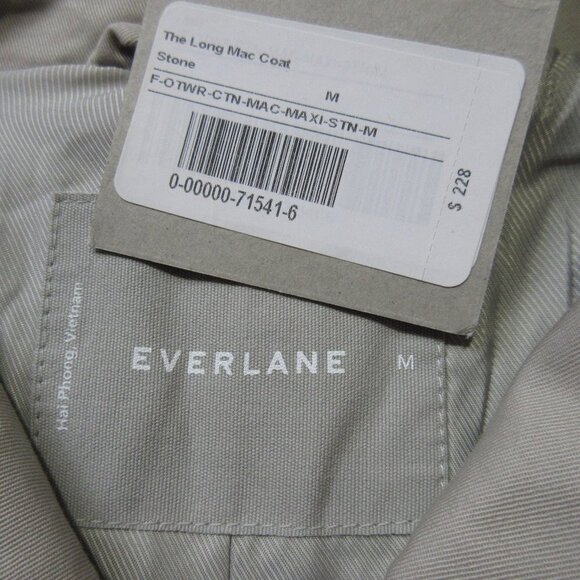 NWT Everlane The Long Mac Coat in Stone Light Khaki Twill Cotton Maxi Trench - Picture 9 of 9